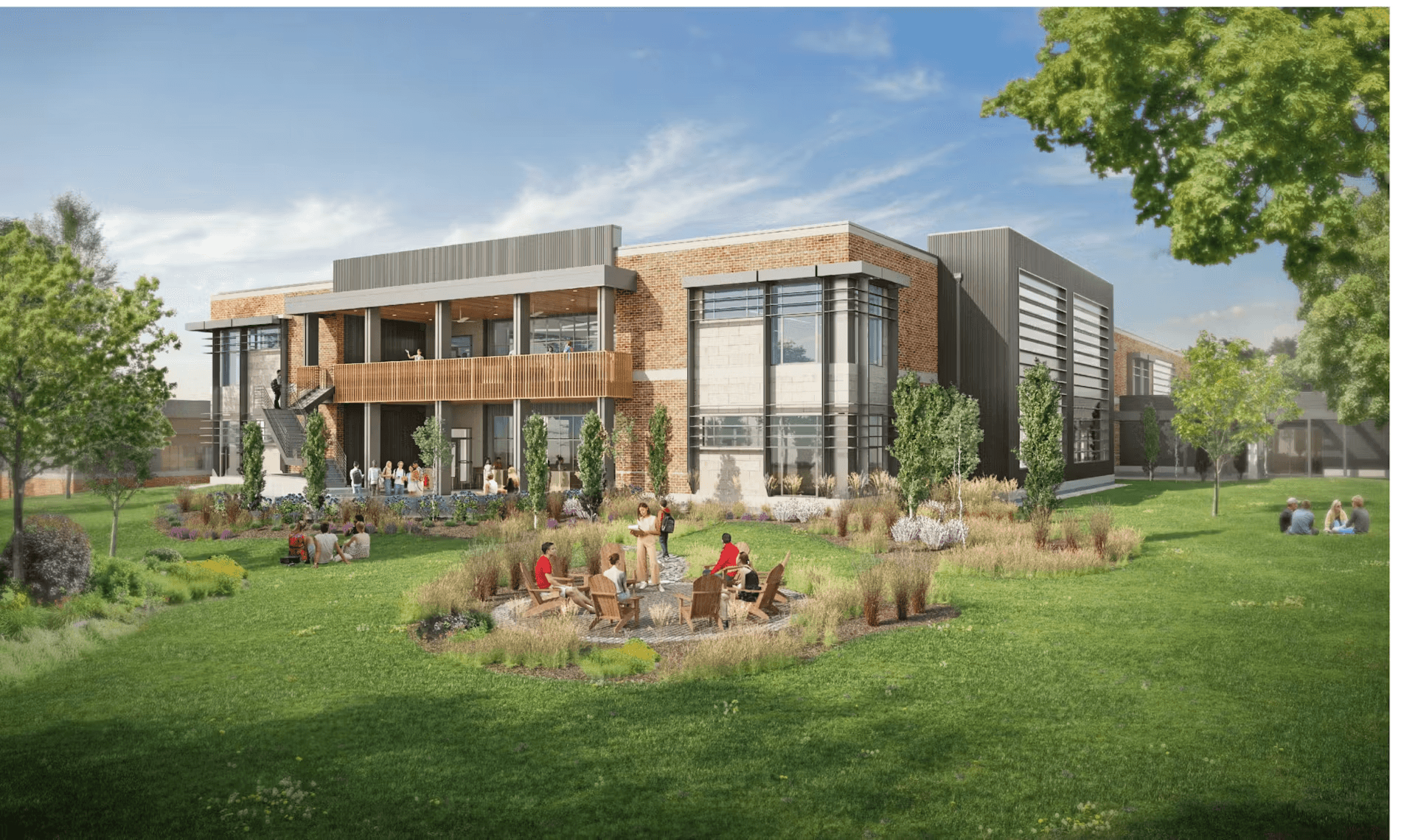 Outdoor green space and building exterior